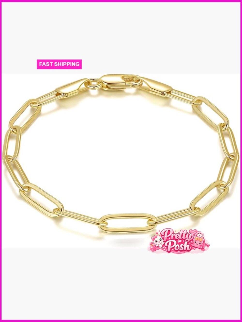 Non Tarnish Paperclip Gold Chain Bracelet for Stacking - 5 Sizes